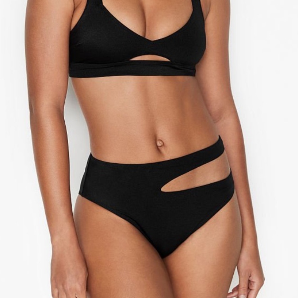 VS Lagos black cutout high waist cheeky swim bikini bottoms XXL NWT